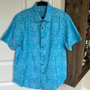 Robert Graham Short Sleeved Blue Shirt Size L